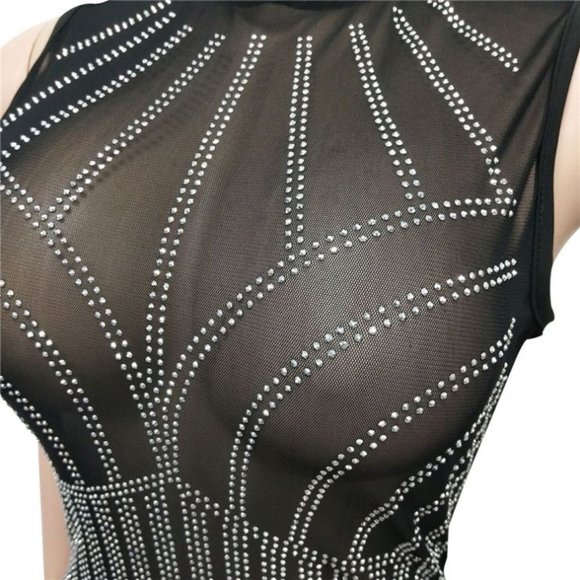 Sexy Sequin Rhinestone Romper/Jumpsuit Size Large - Picture 5 of 11